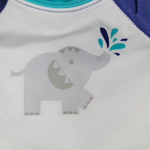 🐘 Vintage Gymboree Elephant Oasis White Rashguard Swim Shirt 0-3 Months 🆕️ - Picture 4 of 5